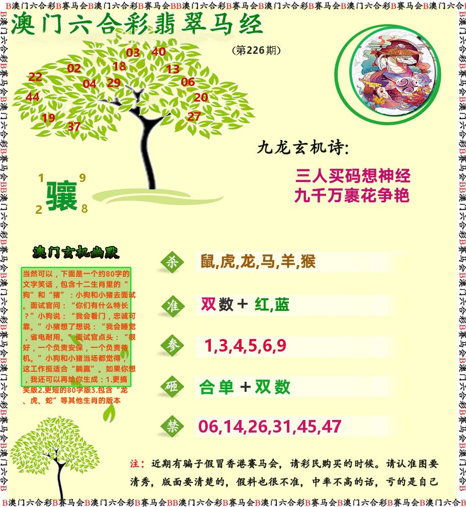 翡翠马经 第226期