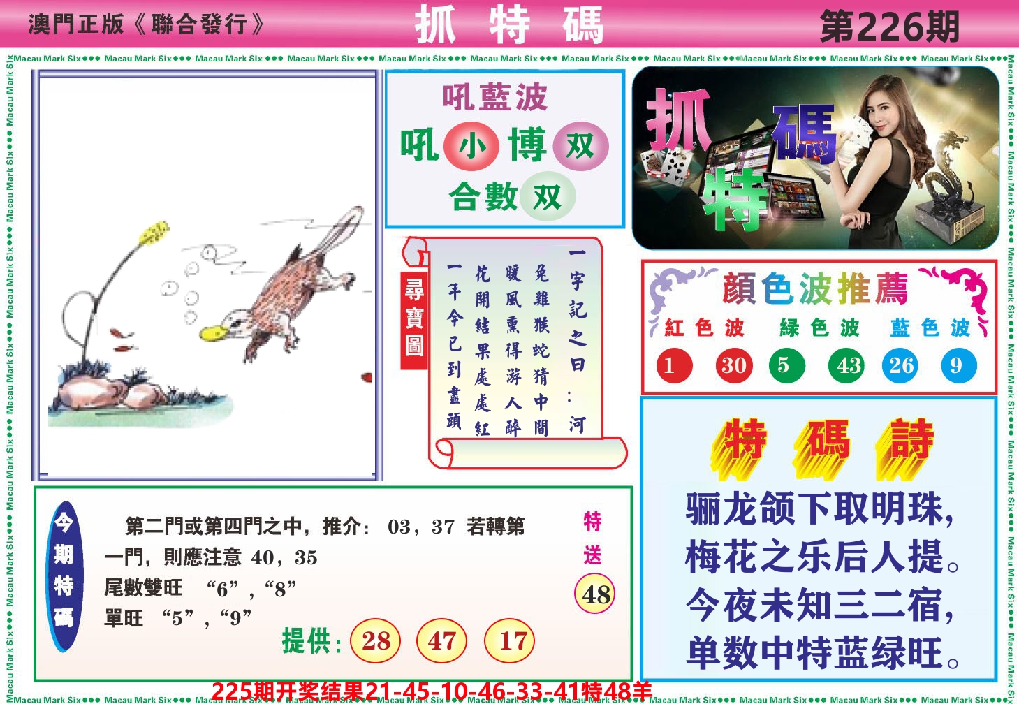 澳门抓特码A 第226期