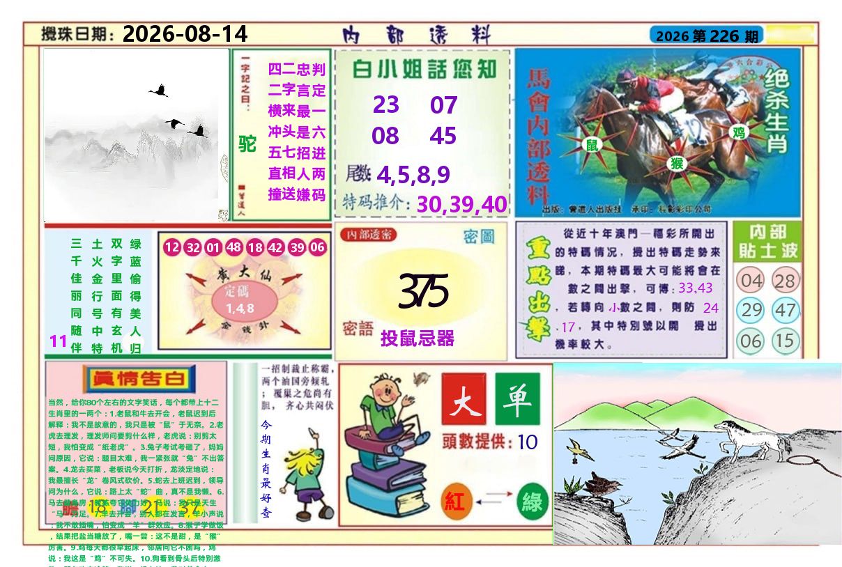 澳门内部透料A 第226期