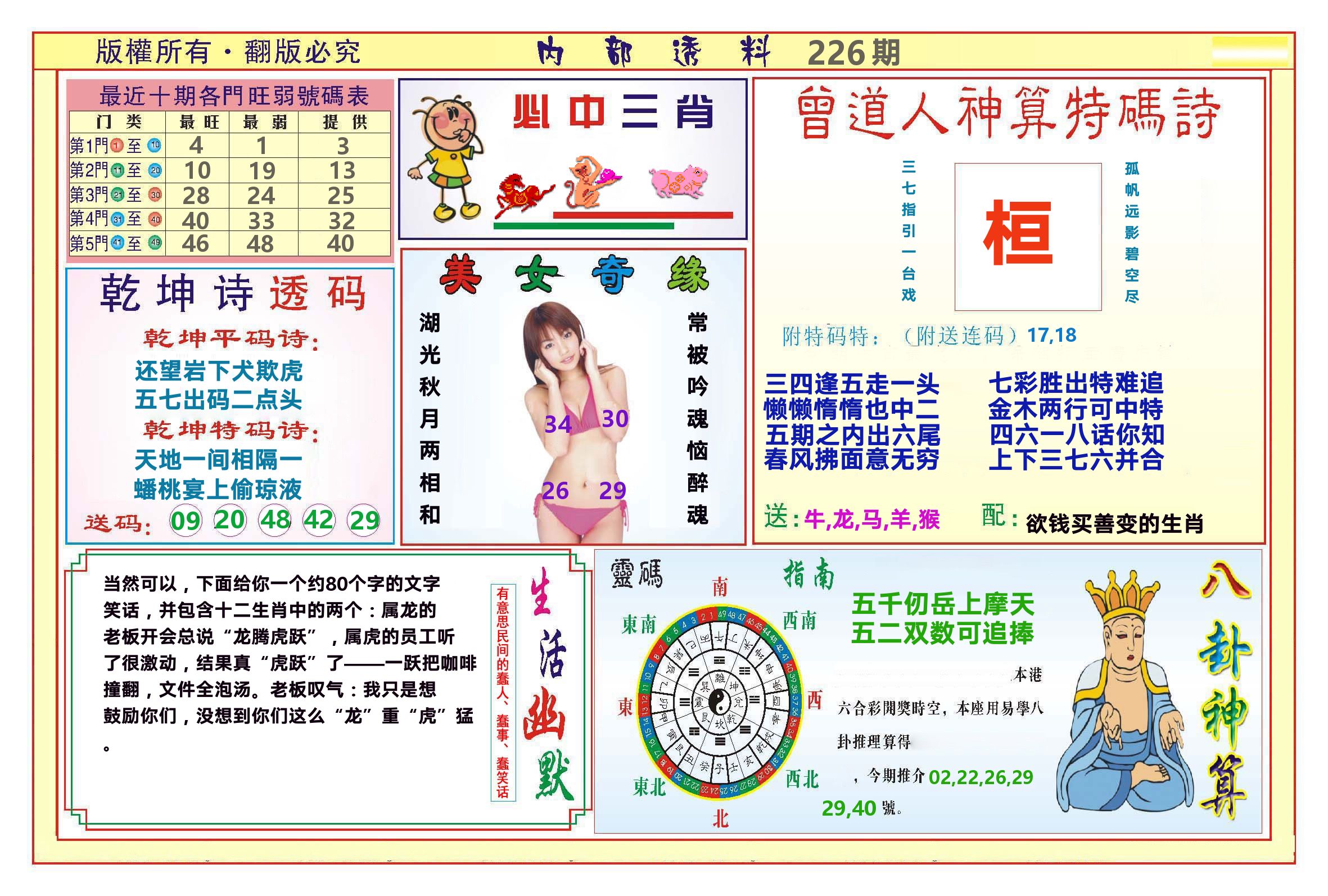 澳门内部透料B 第226期