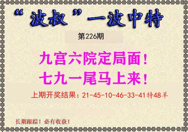 波叔中特 第226期