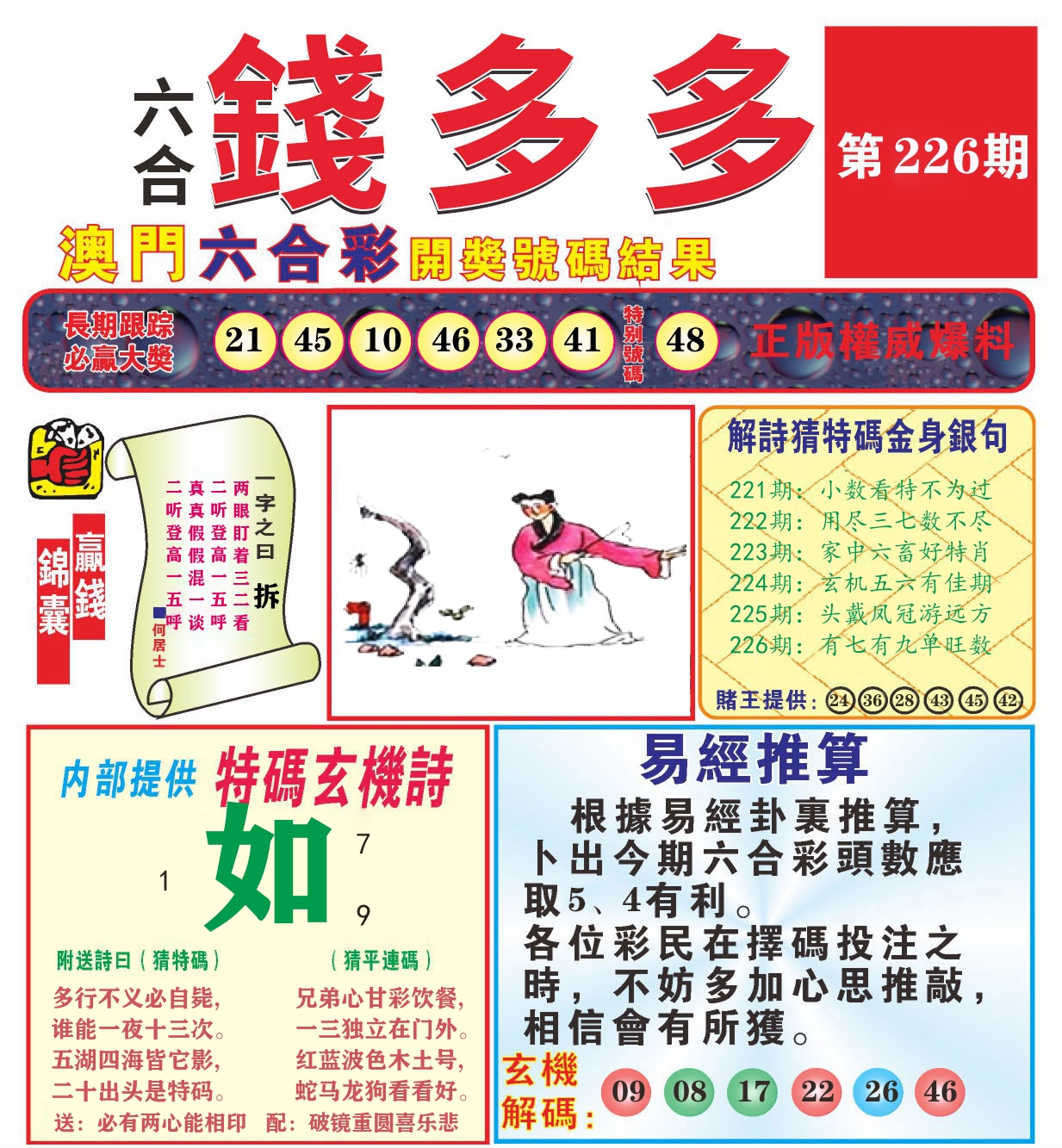 澳门钱多多B 第226期