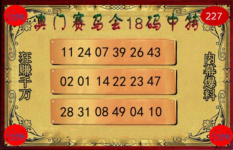 赛马会18码 第227期