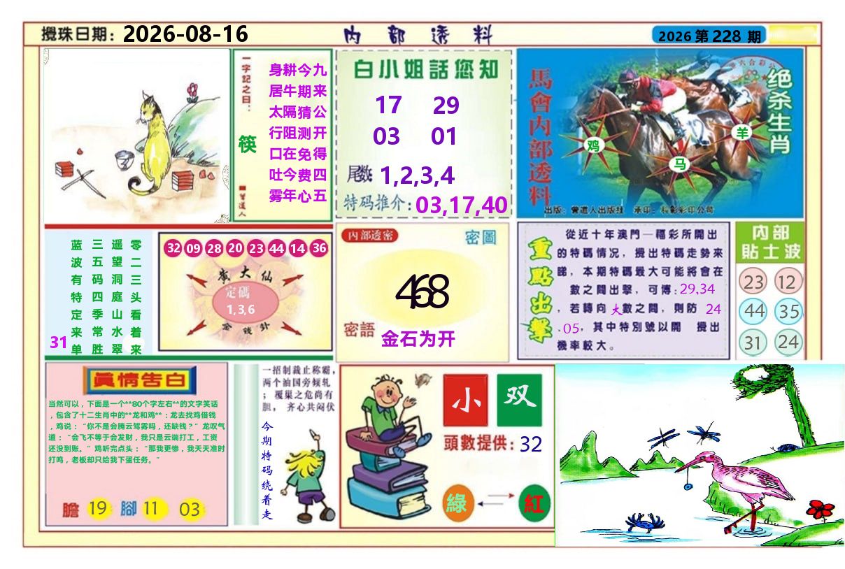 澳门内部透料A 第228期