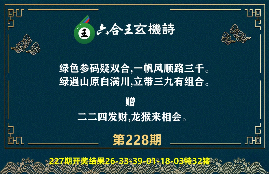 六合王玄机诗 第228期