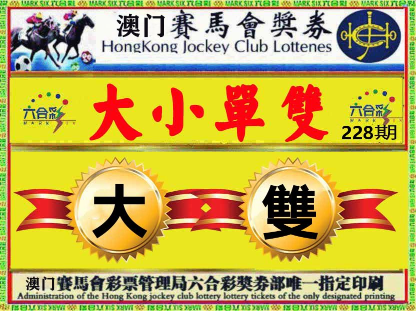 赛马会奖券 第228期