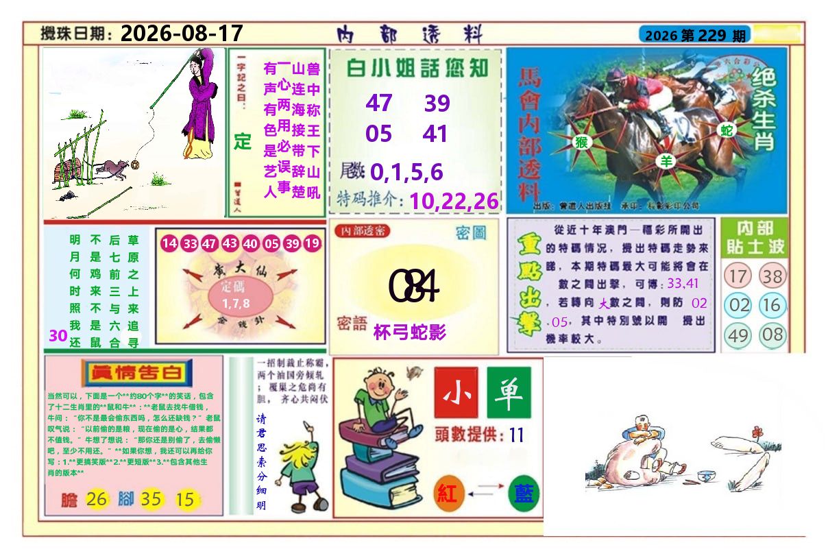 澳门内部透料A 第229期