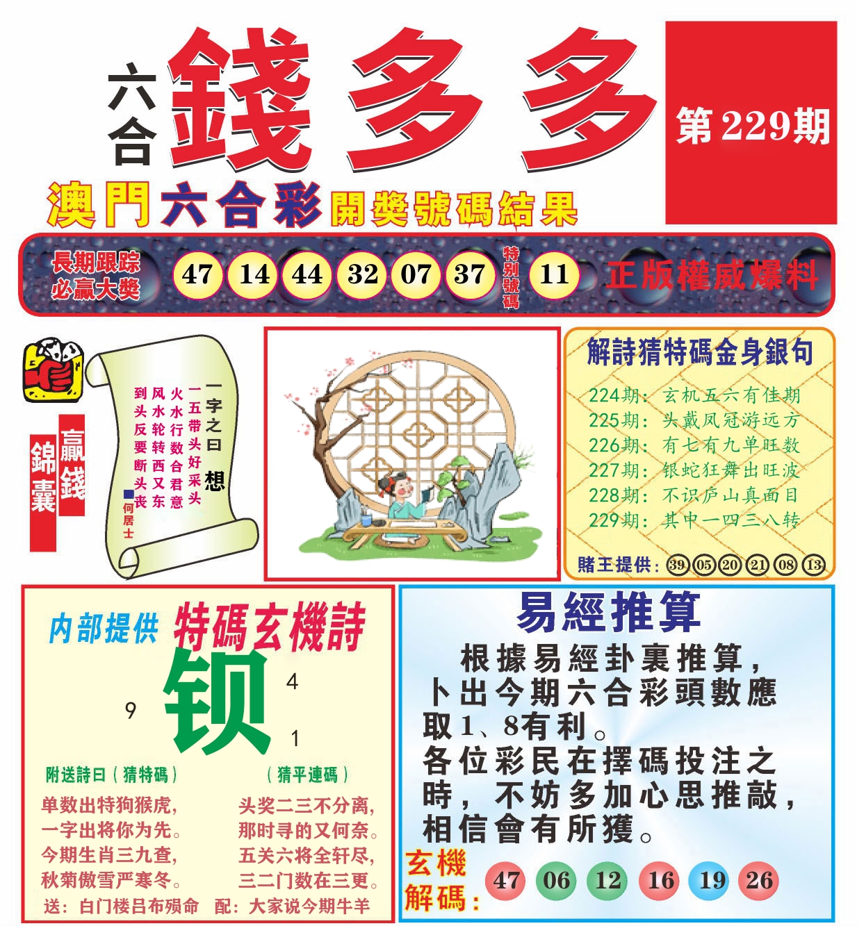 澳门钱多多B 第229期