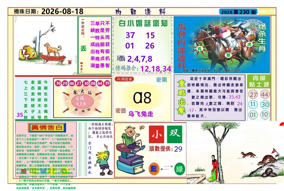 澳门内部透料A 第230期