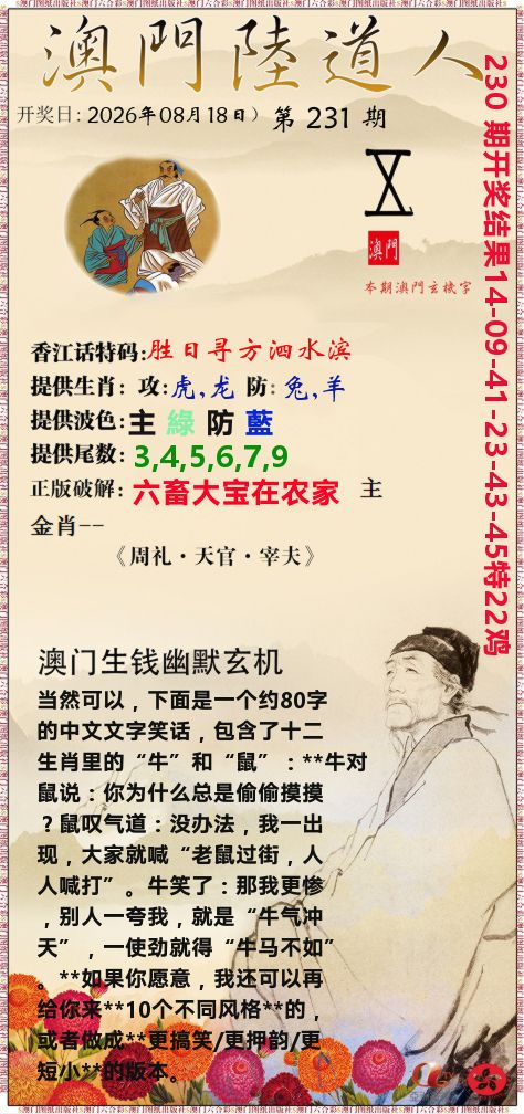 澳门陆道人 第231期