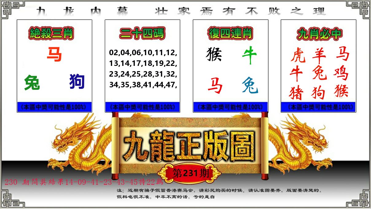 九龙正版图 第231期