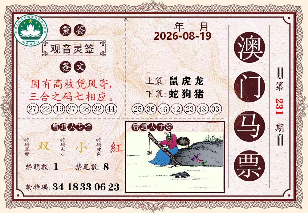 澳门马票 第231期