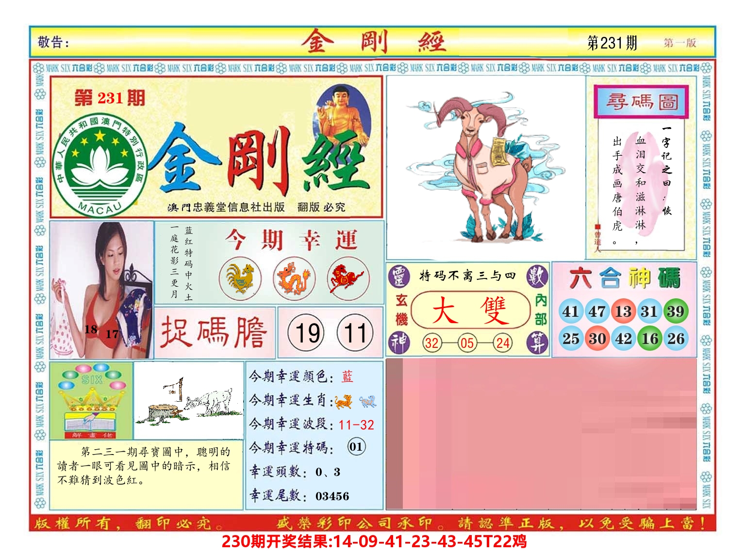 澳门金刚经 第231期