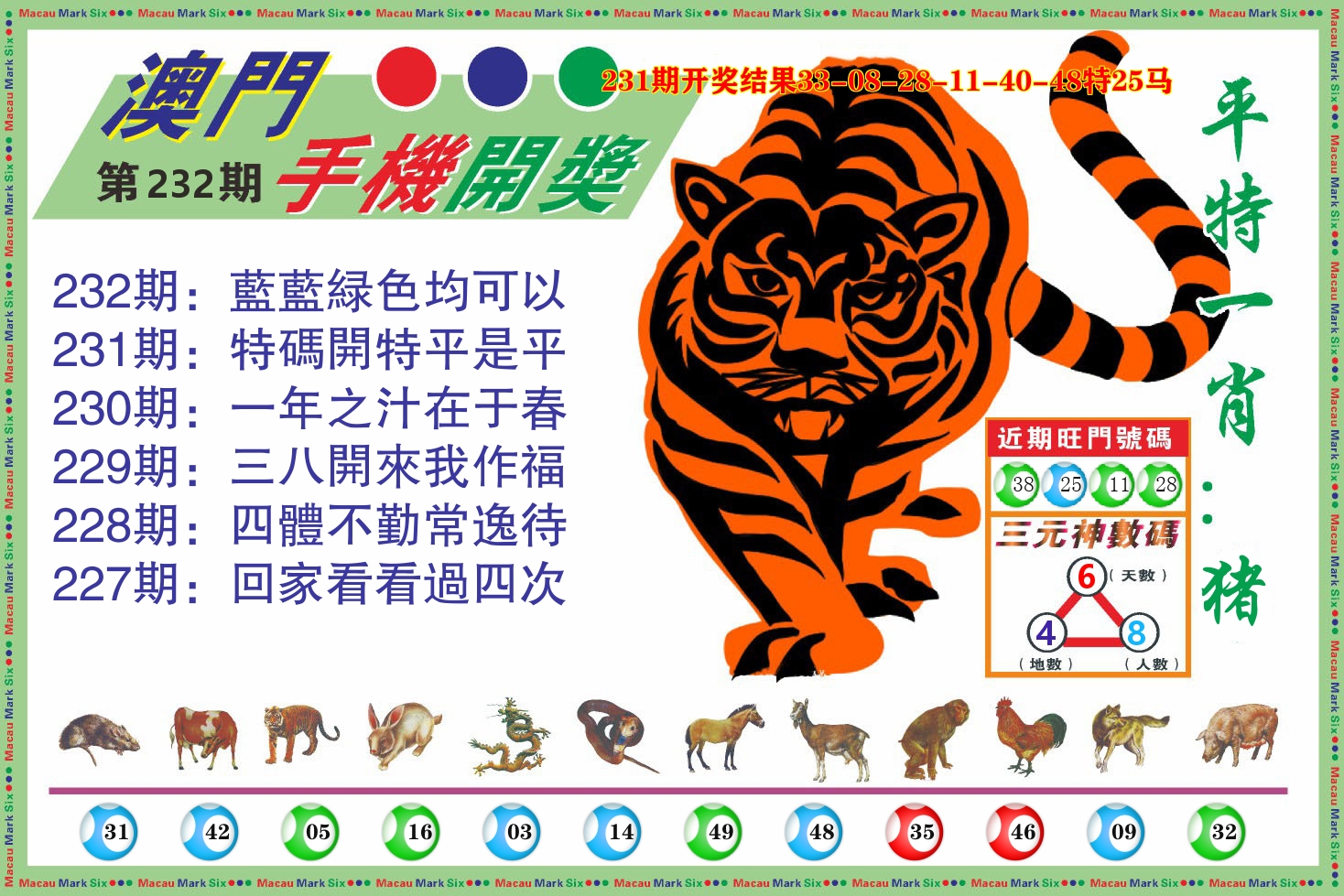 澳门开奖报 第232期