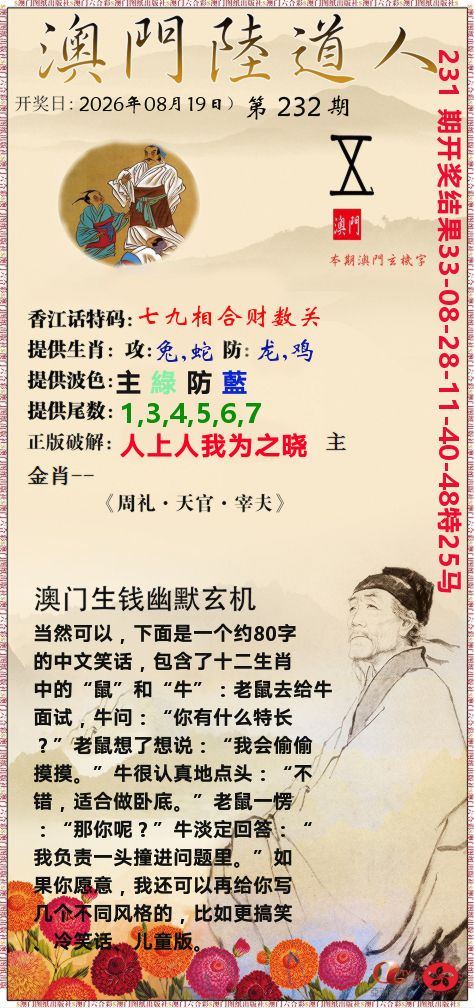 澳门陆道人 第232期