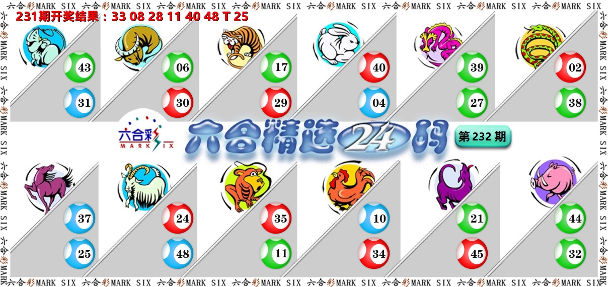 六合精选24码 第232期
