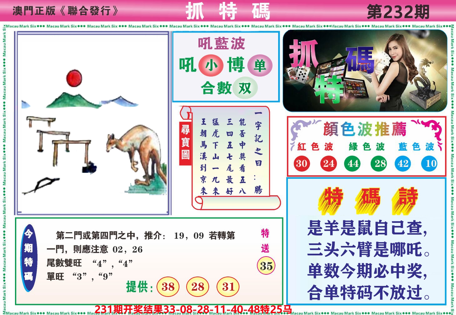 澳门抓特码A 第232期