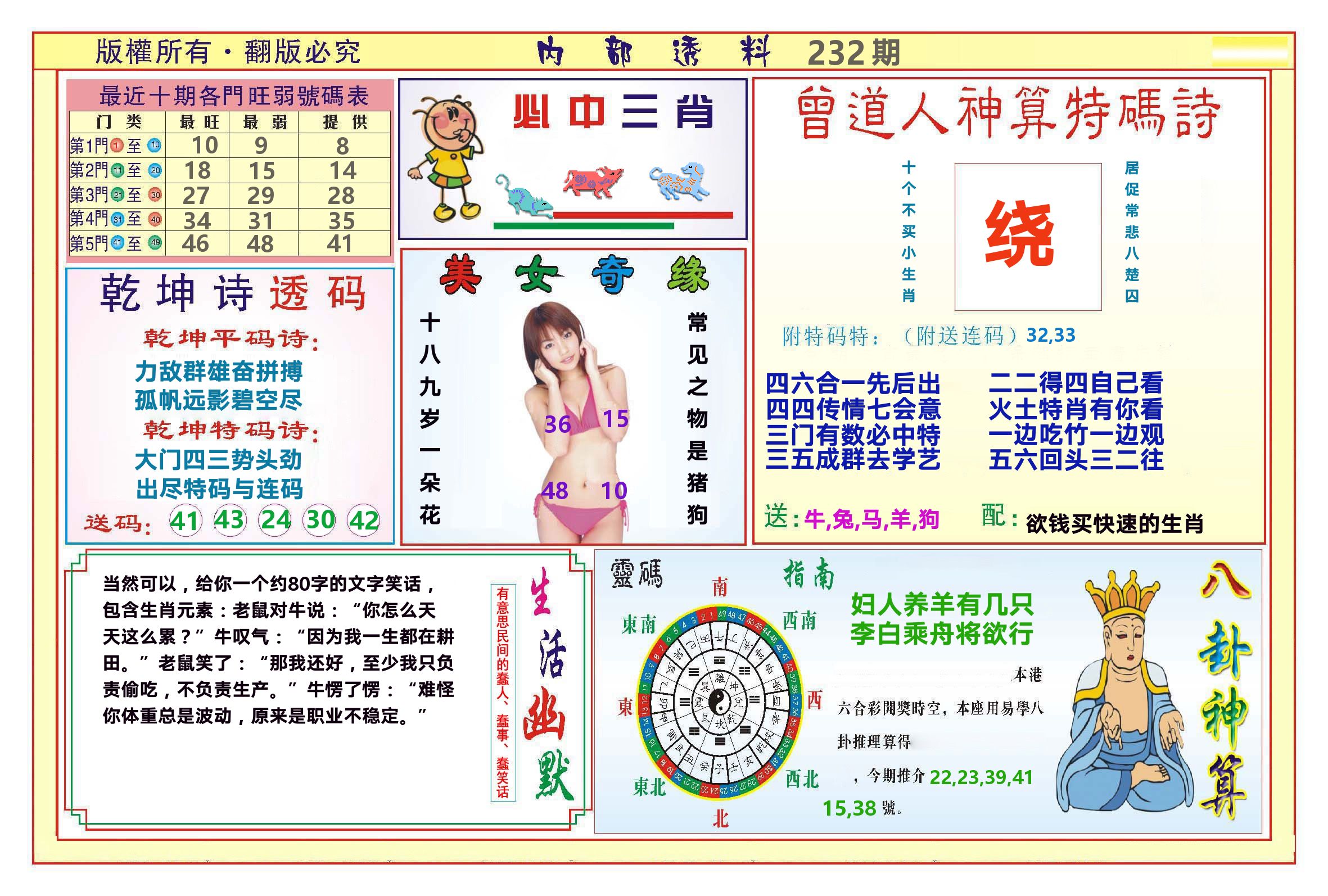 澳门内部透料B 第232期