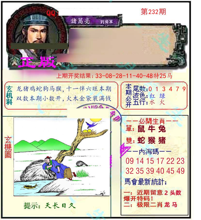 诸葛亮玄机 第232期