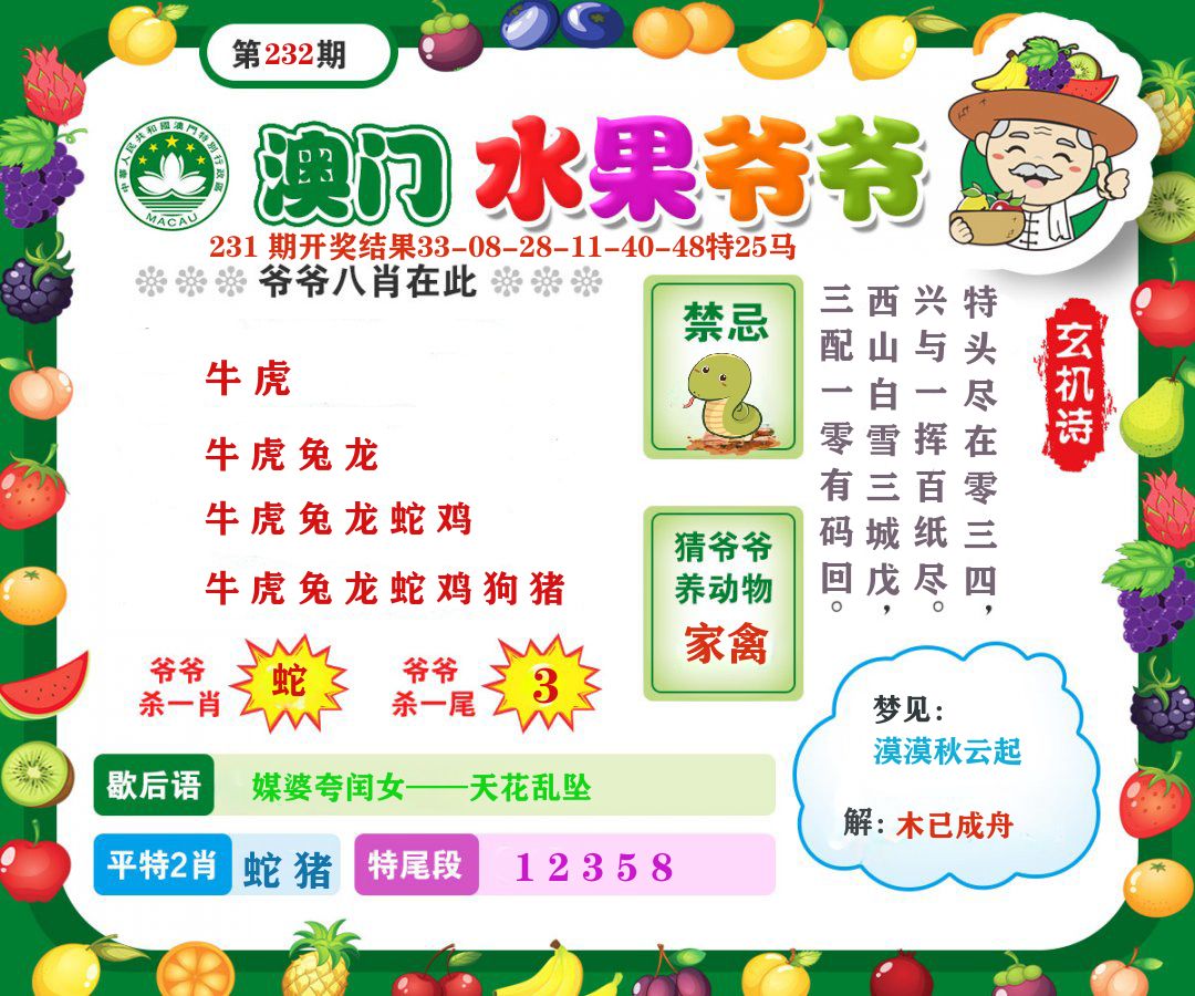 澳门水果爷爷 第232期