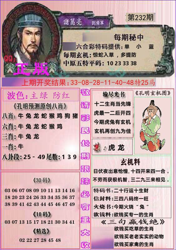 诸葛亮正版 第232期