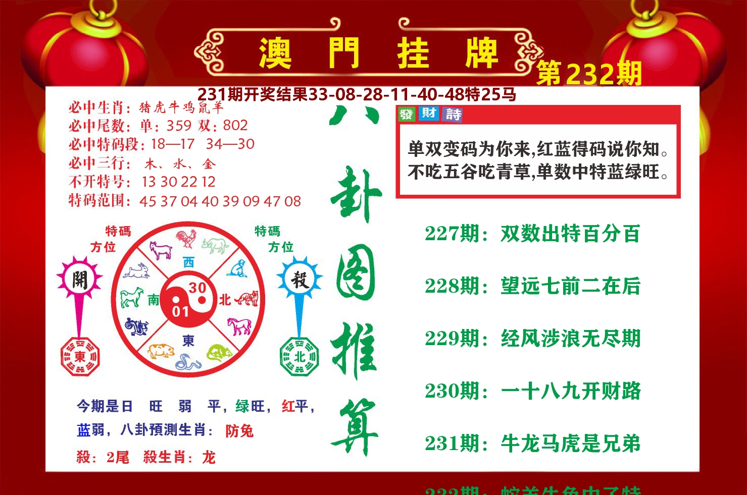 粤彩联盟B 第232期