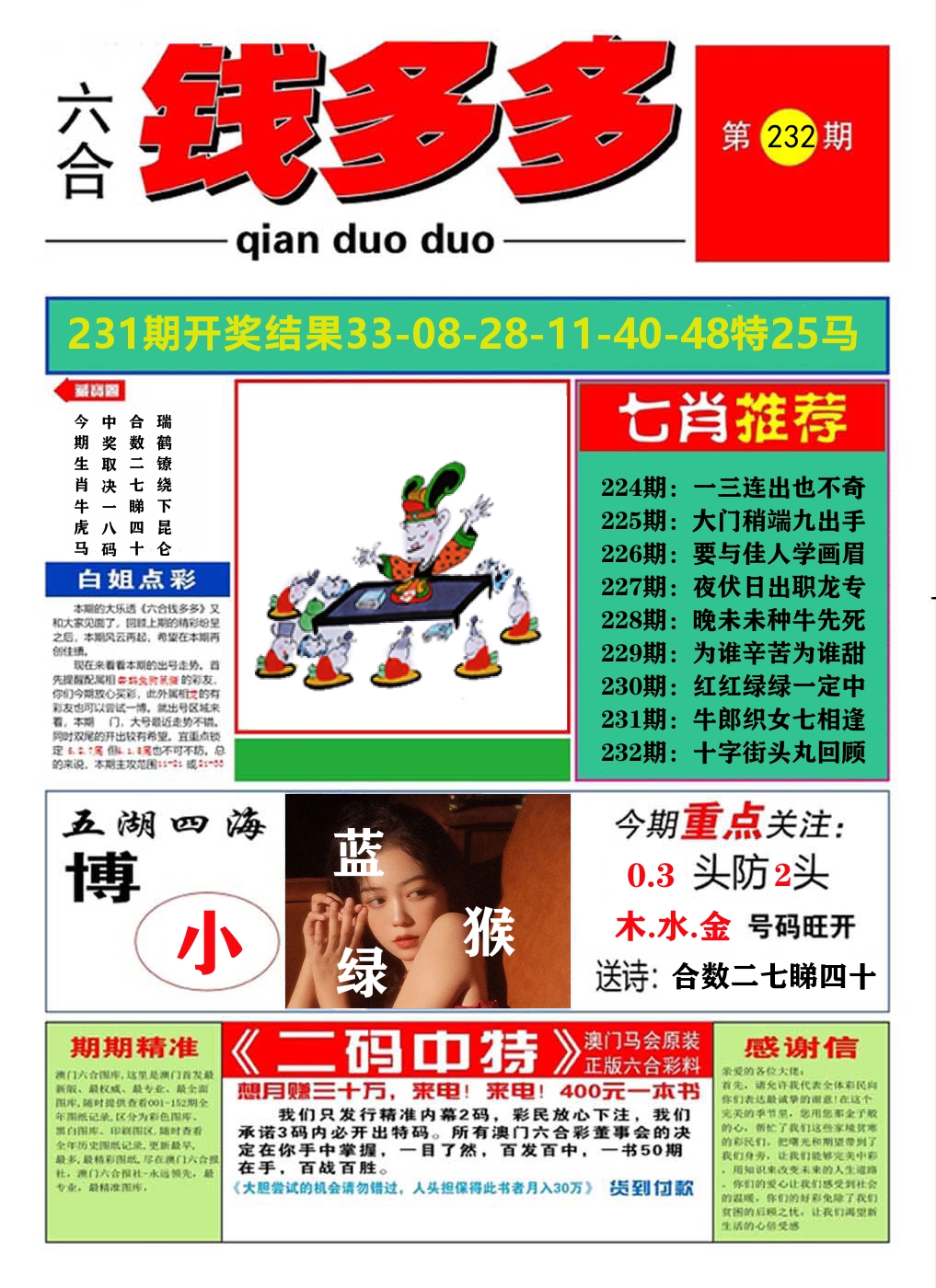 澳门钱多多A 第232期