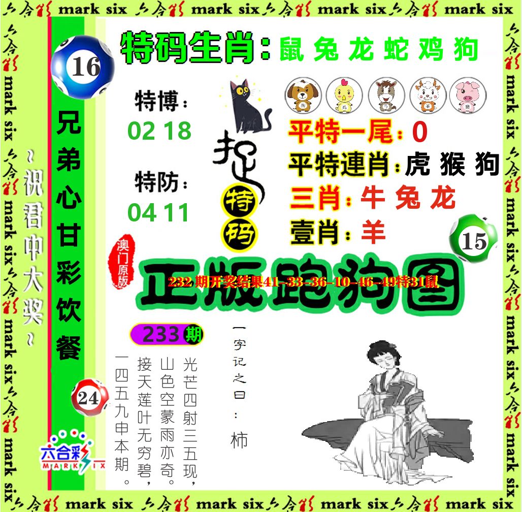 正版跑狗图 第233期