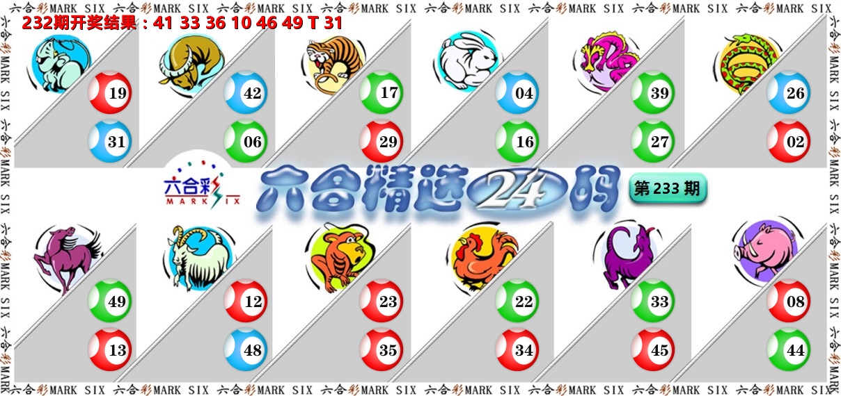 六合精选24码 第233期