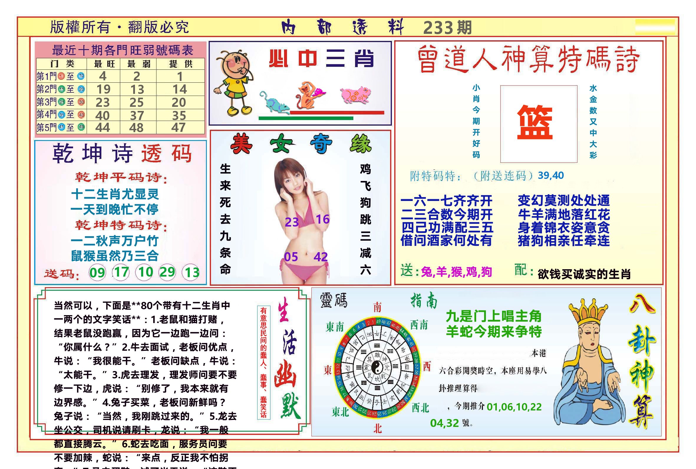 澳门内部透料B 第233期