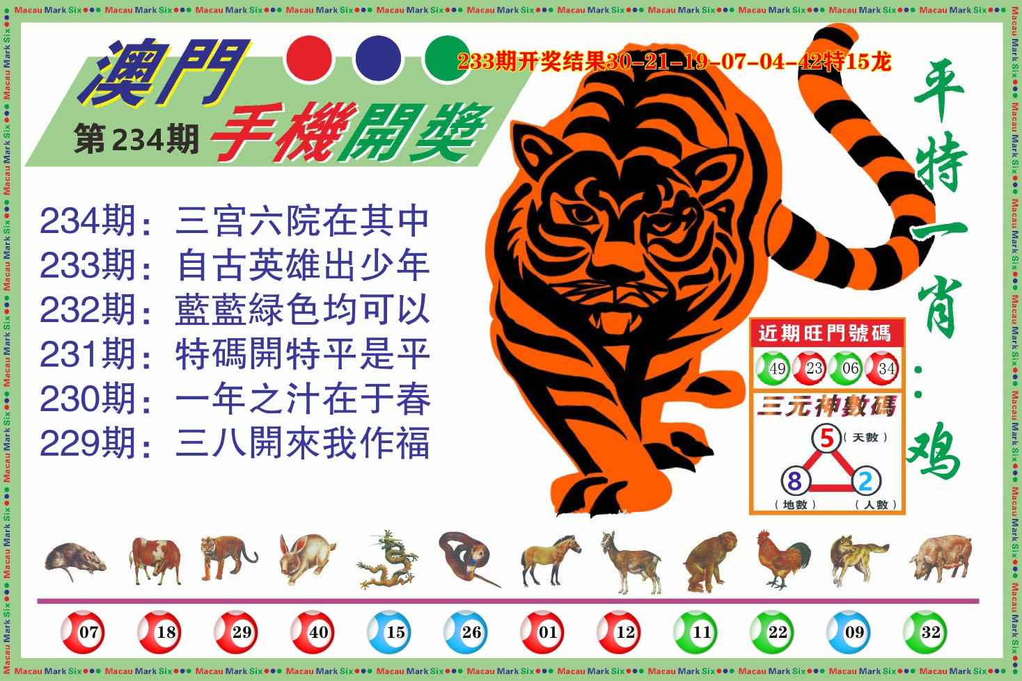 澳门开奖报 第234期