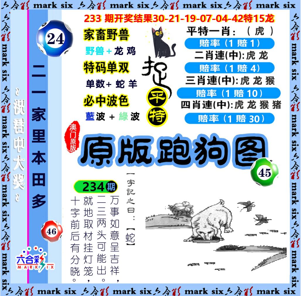 原版跑狗图 第234期