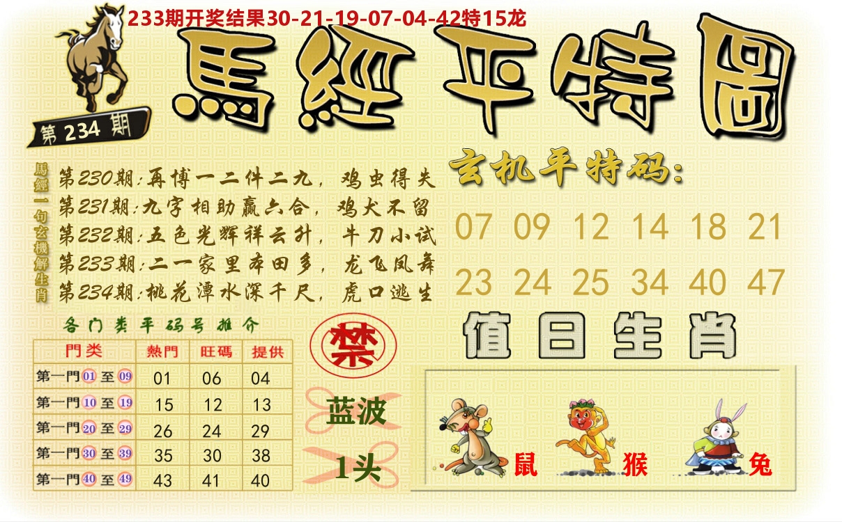 澳门平特图 第234期