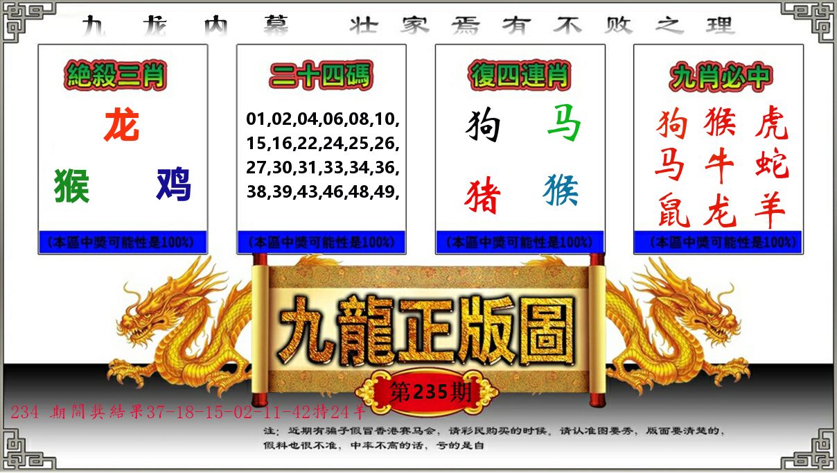 九龙正版图 第235期