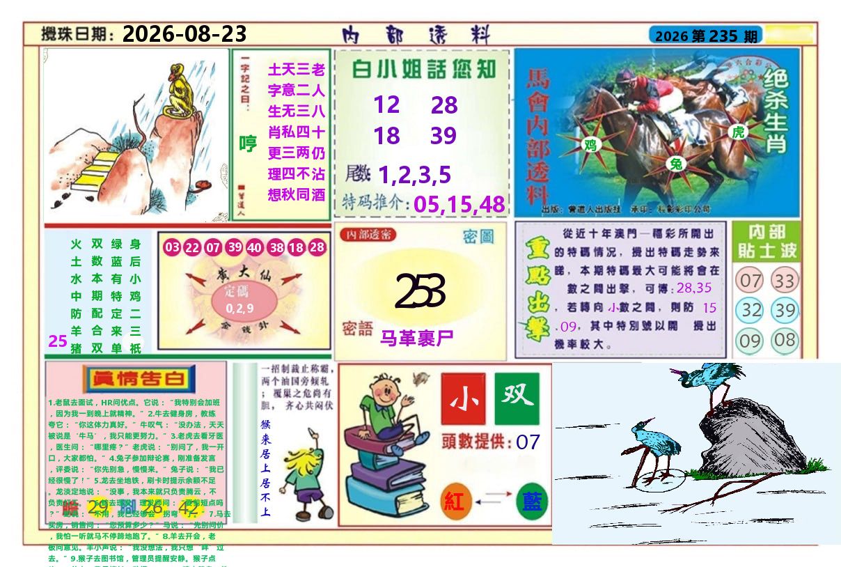 澳门内部透料A 第235期