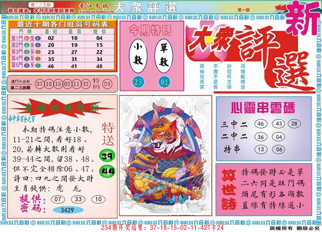 澳门大众评选 第235期