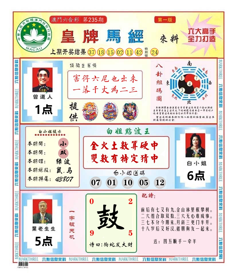 澳门皇牌马经 第235期