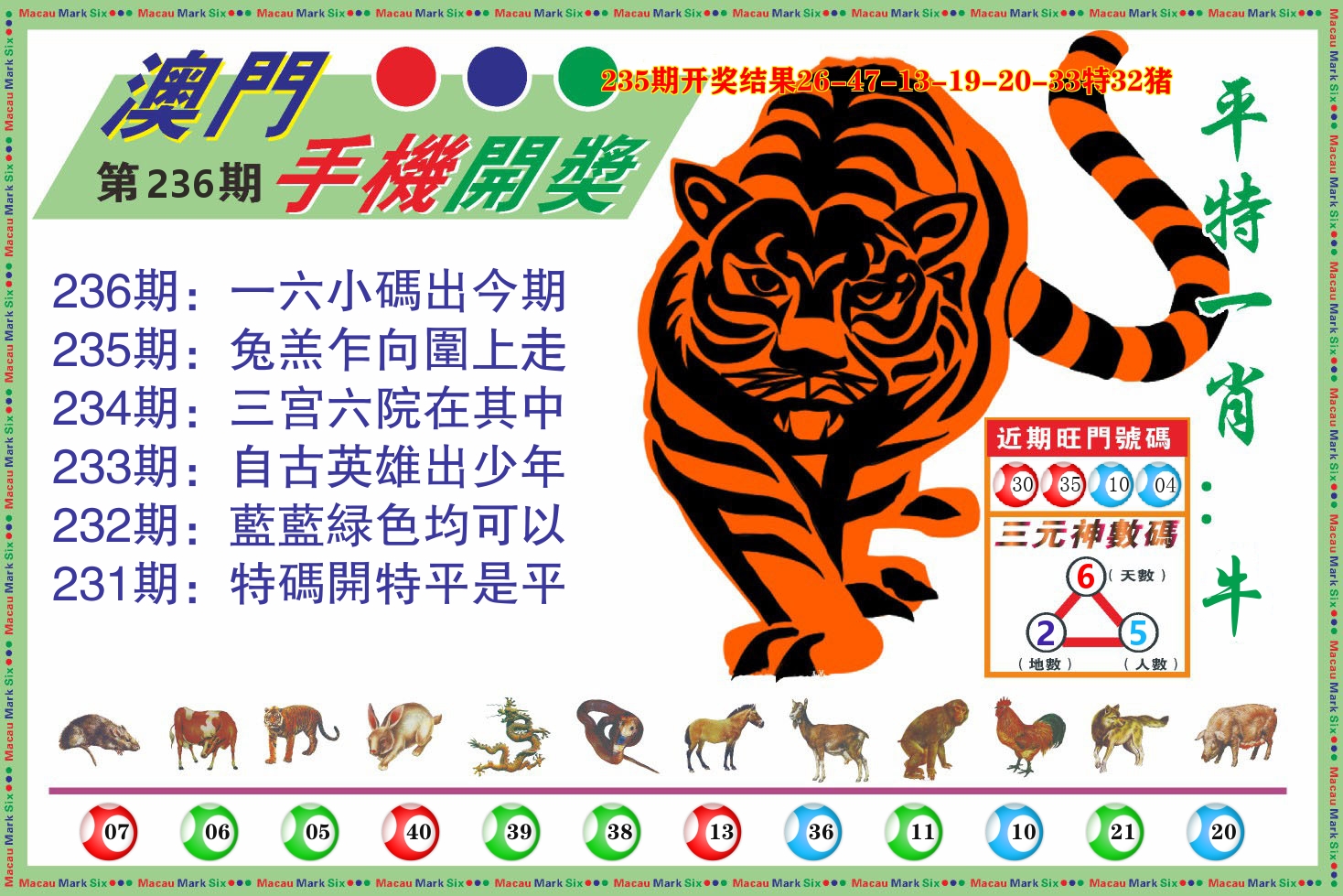 澳门开奖报 第236期
