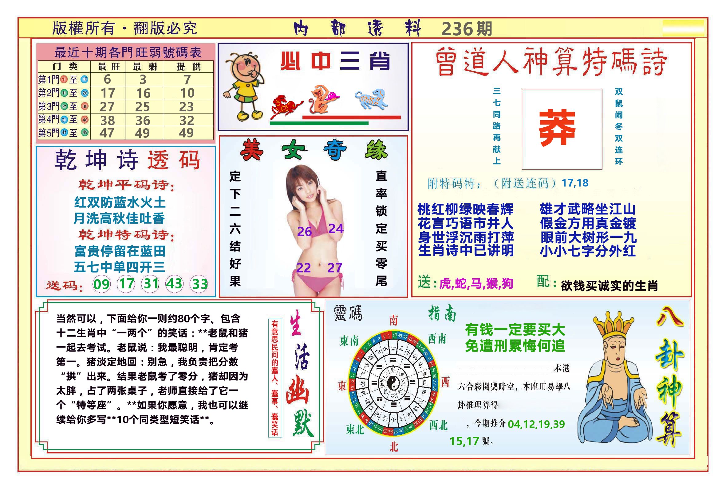 澳门内部透料B 第236期