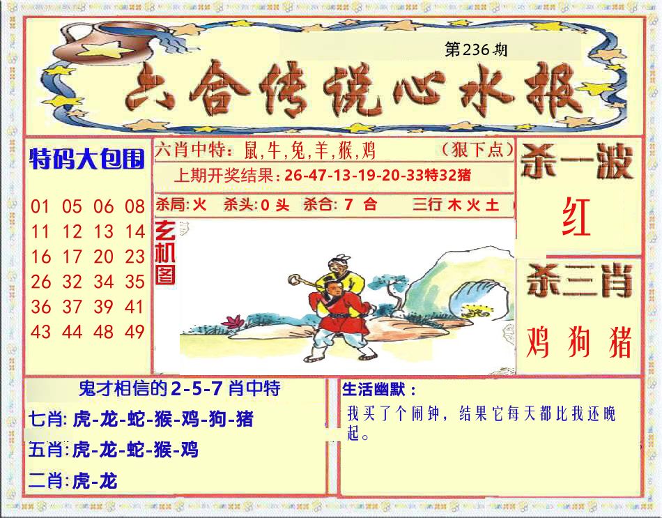 六合传说心水报 第236期