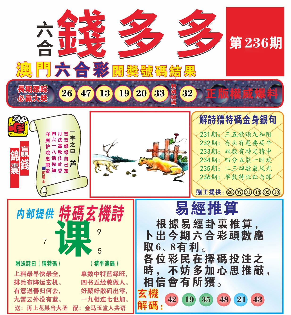 澳门钱多多B 第236期