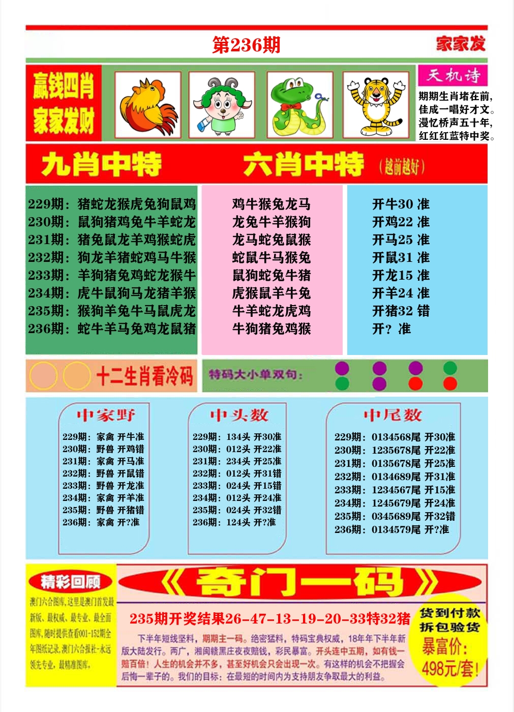 澳门家家发B 第236期