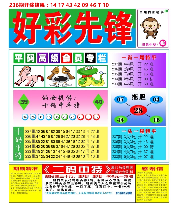 好彩先锋D 第237期