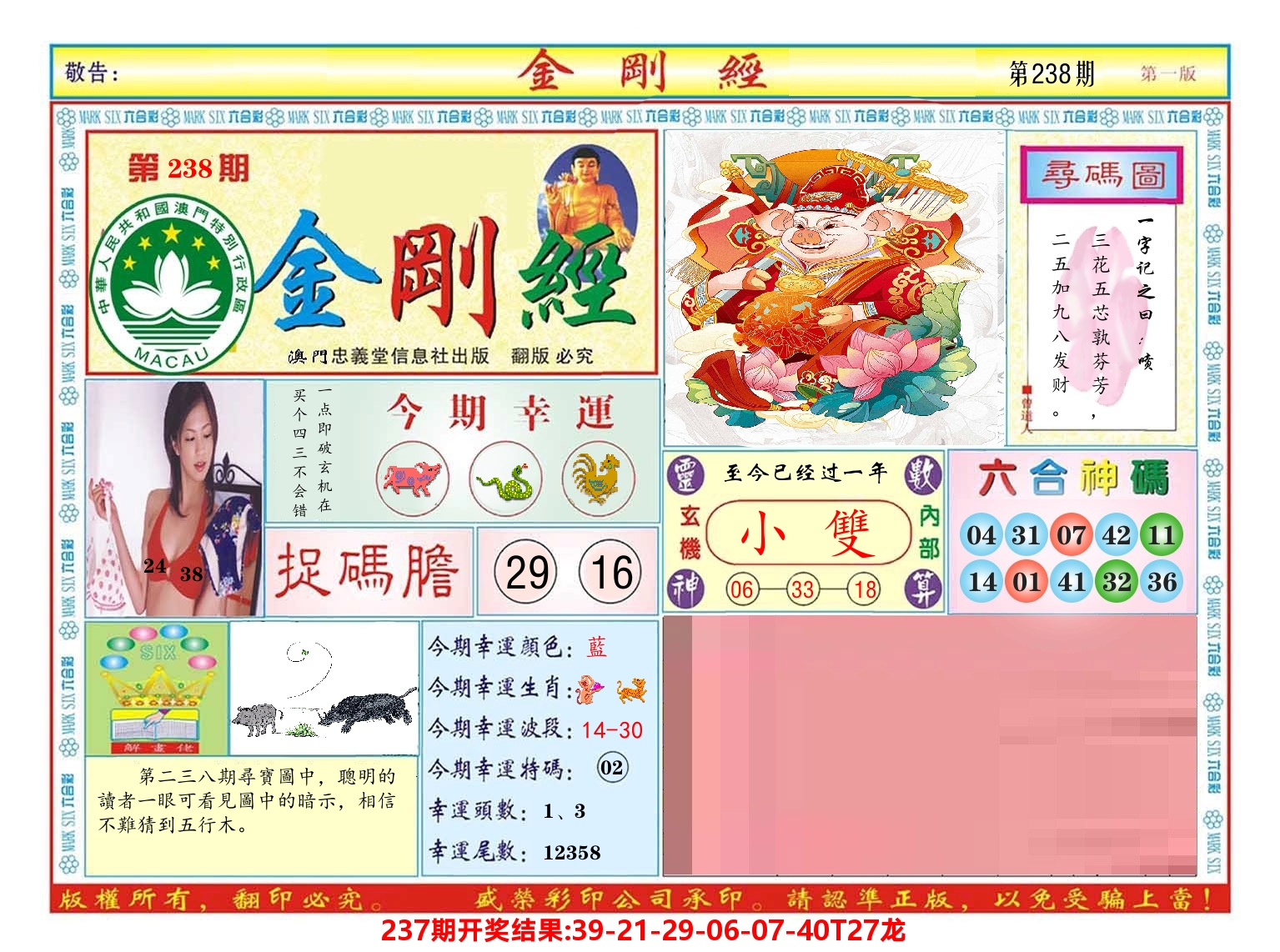 澳门金刚经 第238期