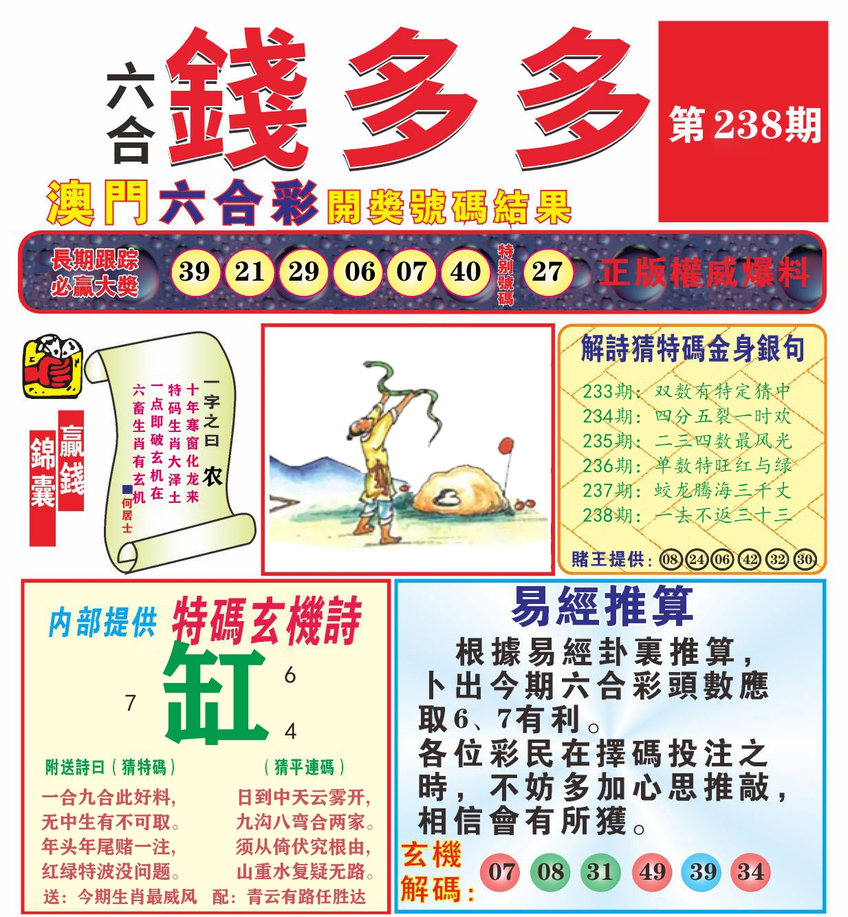 澳门钱多多B 第238期