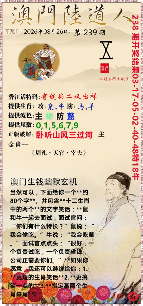 澳门陆道人 第239期