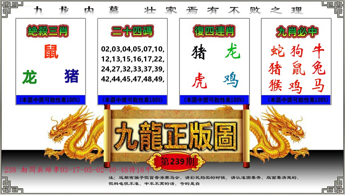 九龙正版图 第239期
