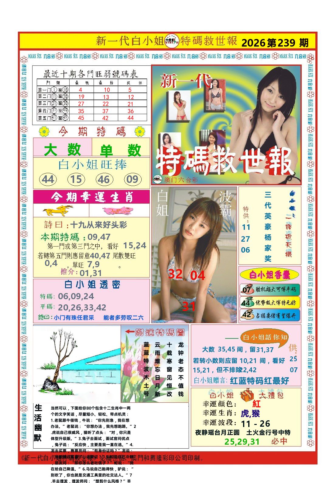 澳门特码救世报 第239期