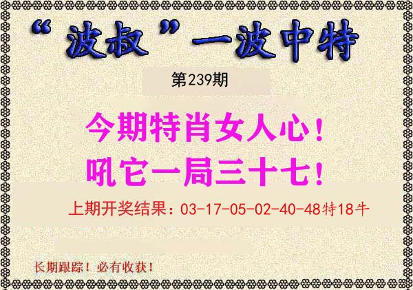 波叔中特 第239期
