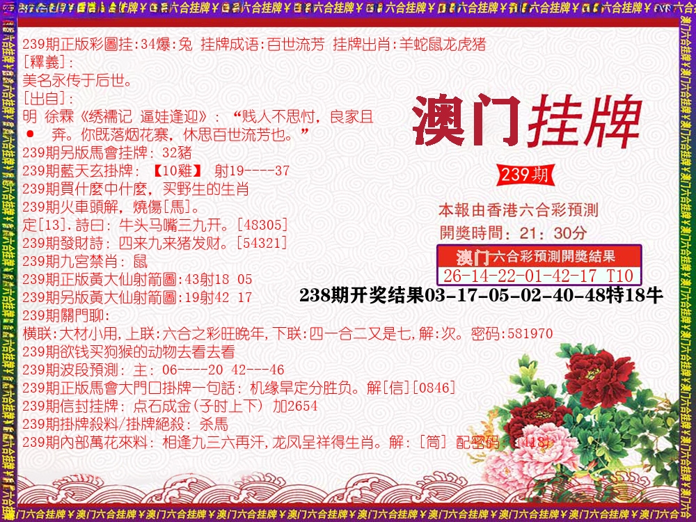 澳门挂牌 第239期